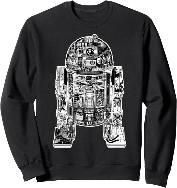 Star Wars R2-D2 Black And White Comic Book Fill Sweatshirt