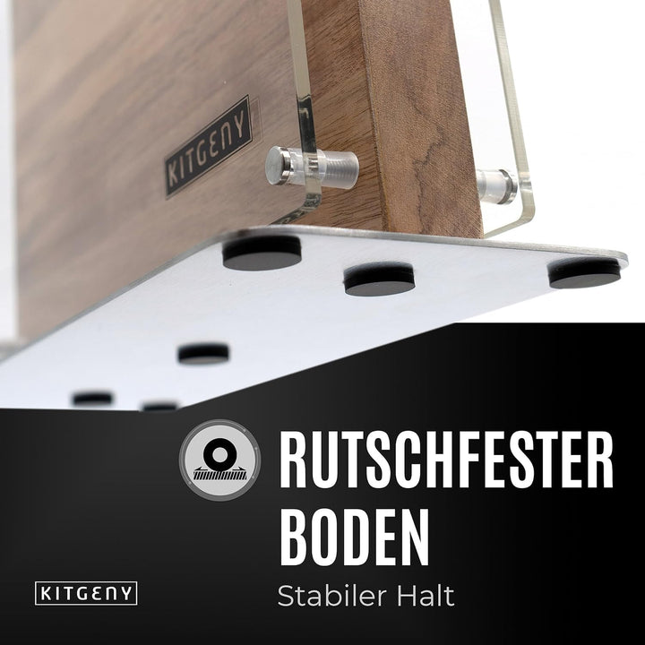 KITGENY | Design Messerblock magnetisch – Akazien Holz Messerhalter magnetisch – Rutschfester Magnet