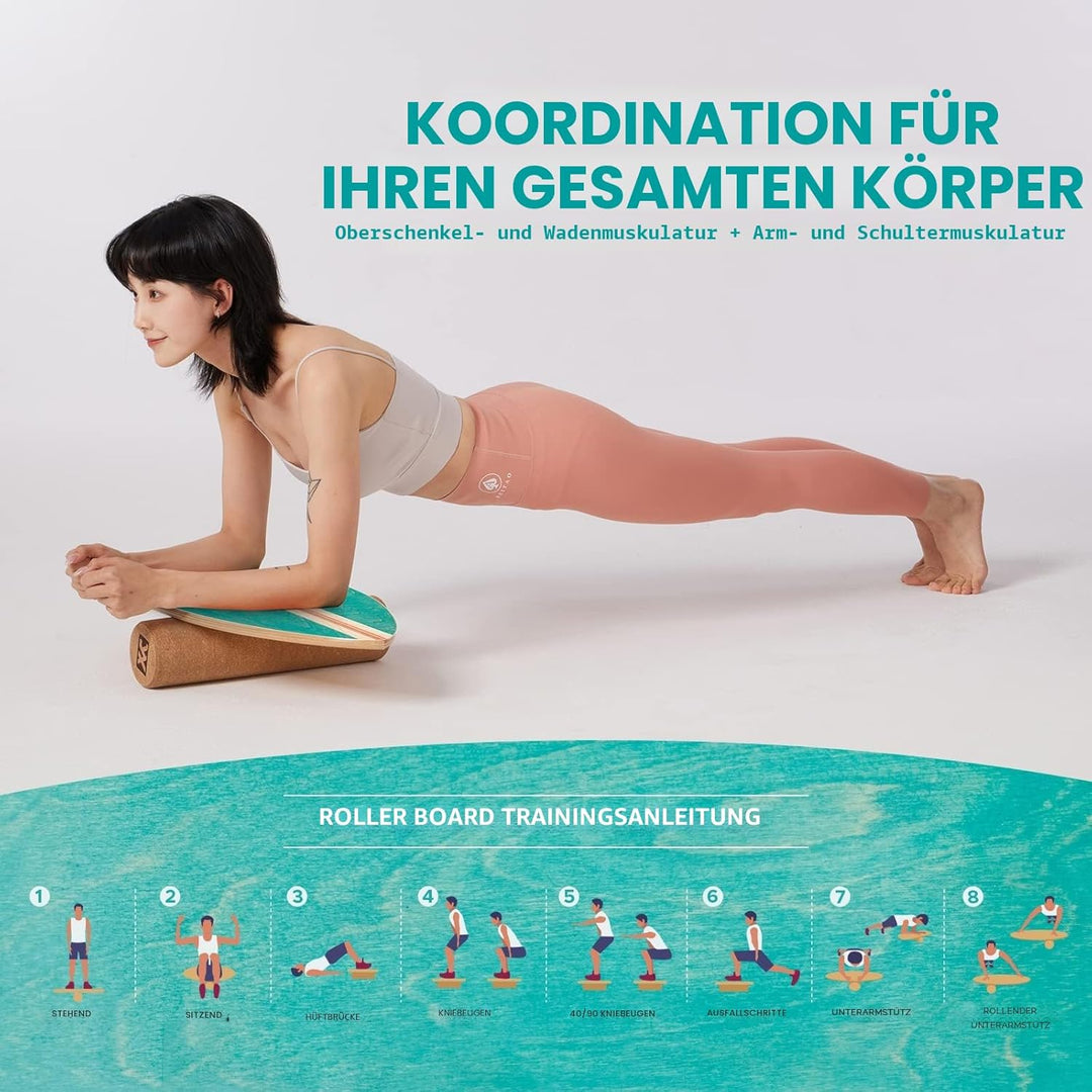XCMAN Surf Balance Board Trainer Mit Rolle - Stabilitätstrainer Für Erwachsene Und Kinder, Zum Surfe