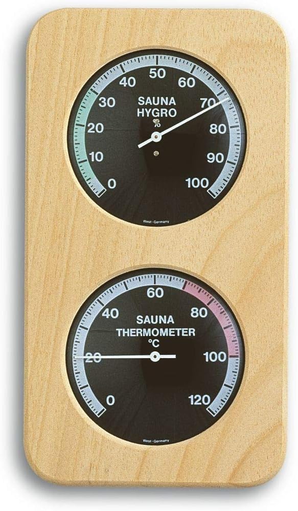 TFA Dostmann Sauna-Thermo-Hygrometer Haar-Synthetik, 40.1004, hitzebeständig, aus Massivholz,L 131 x