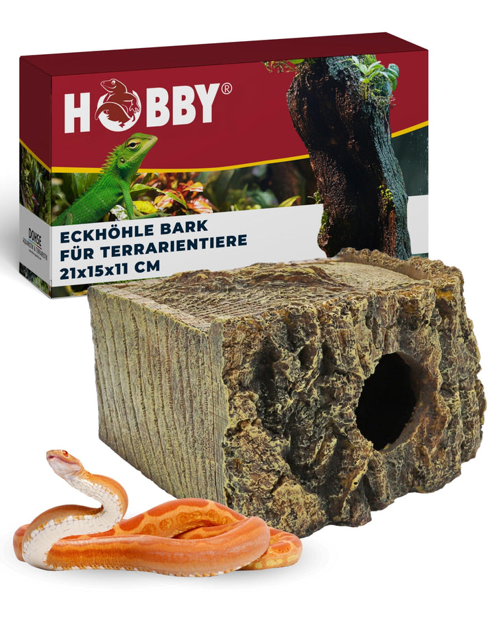 Hobby Eckhöhle Bark Höhle für Reptilien und Amphibien, 21 x 18 x 11 cm