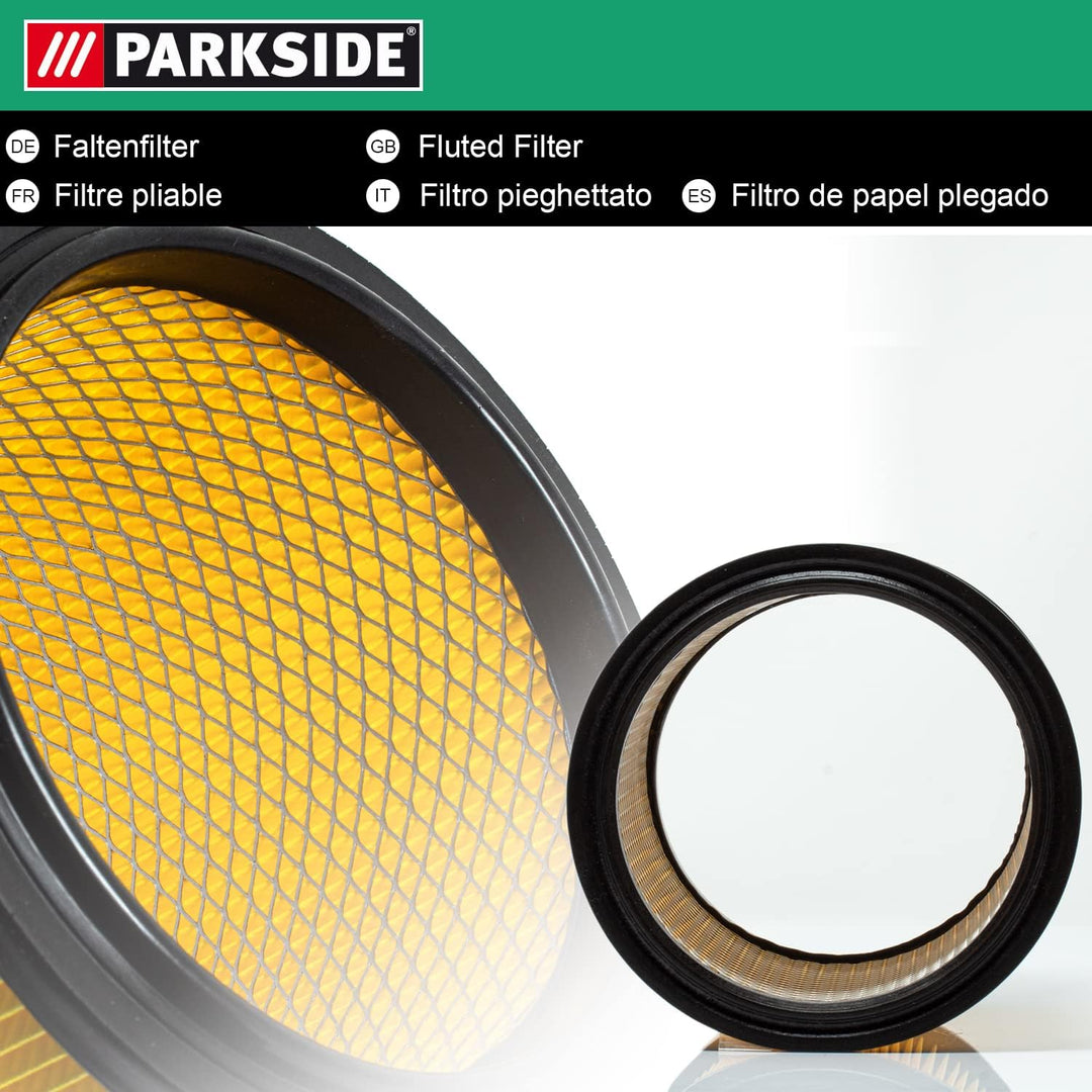 Original Parkside Lidl Faltenfilter mit Stahlinnengitter – Passend für Parkside PNTS 1250, 1300, 140