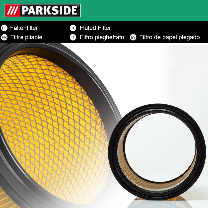 Original Parkside Lidl Faltenfilter mit Stahlinnengitter – Passend für Parkside PNTS 1250, 1300, 140