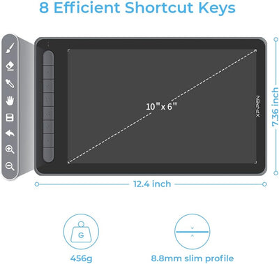 XP-PEN Deco LW Wireless Grafiktablett t 10" x 6" kabelloses Zeichenpad mit X3 Elite Stylus, 60 Grad