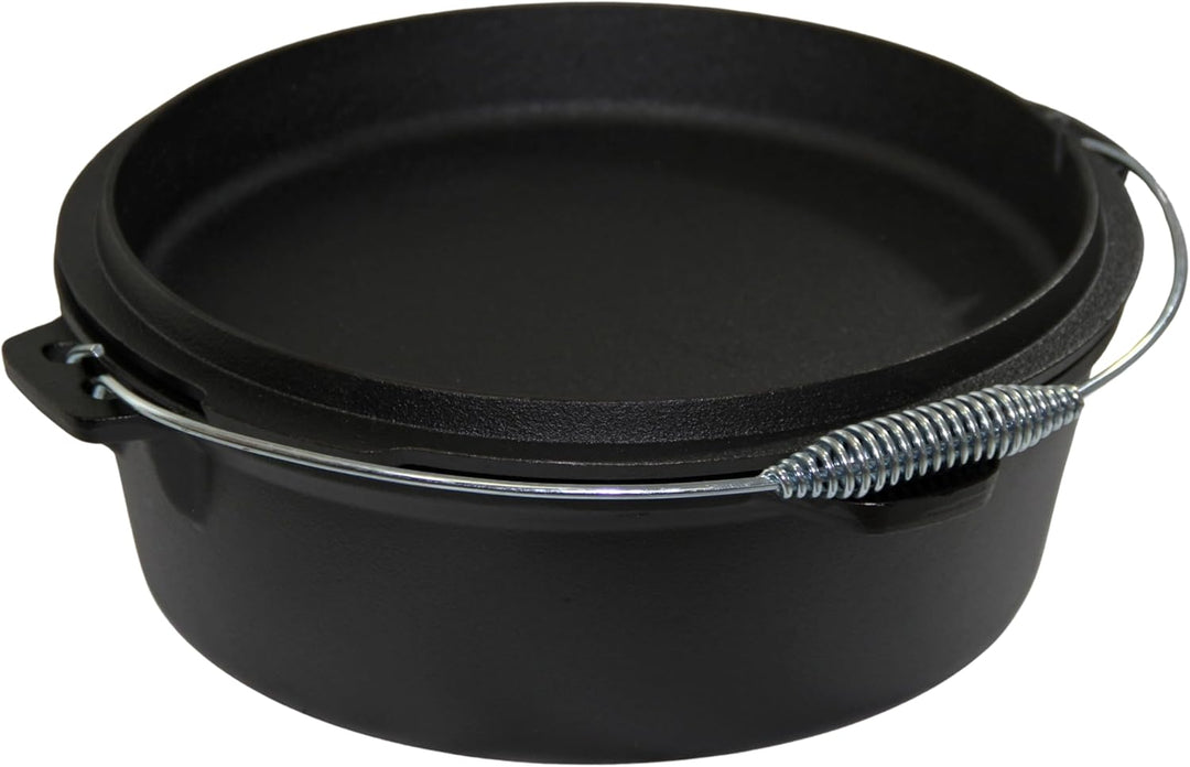 Dutch Oven Set Gusseisen 1,8L-13,6L – Feuertopf mit Deckelheber, Schmortopf mit & ohne Füsse, Schlit