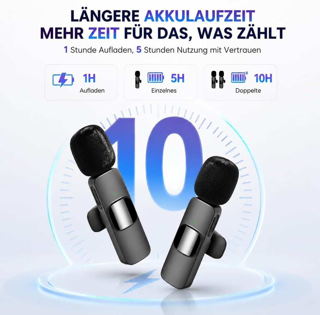 Kabelloses Lavalier Mikrofon für iPhone &amp; Android, Ansteckmikrofon mit USB-C &amp; Lightning, Handy Mikr