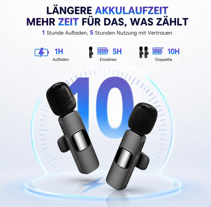 Kabelloses Lavalier Mikrofon für iPhone &amp; Android, Ansteckmikrofon mit USB-C &amp; Lightning, Handy Mikr