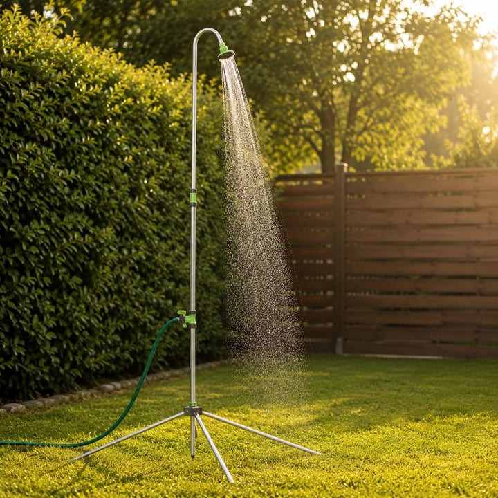KADAX Gartendusche mit Verstellbarer Höhe, Aussendusche mit 1/2 Zoll Anschluss für Gartenschlauch, C