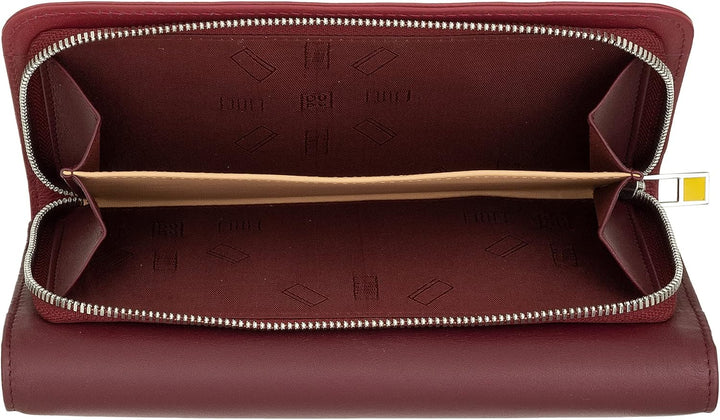 DUDU Damen Portemonnaie aus echtem Leder, RFID-geschützt, Brieftasche mit Reissverschluss, mehrere F