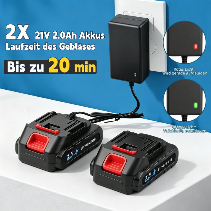 Akku-Laubbläser für Makita Akkus,Akku-Gebläse mit 2x2,0Ah Akkus &amp; Ladegerät | Luftgeschwindigkeit 21