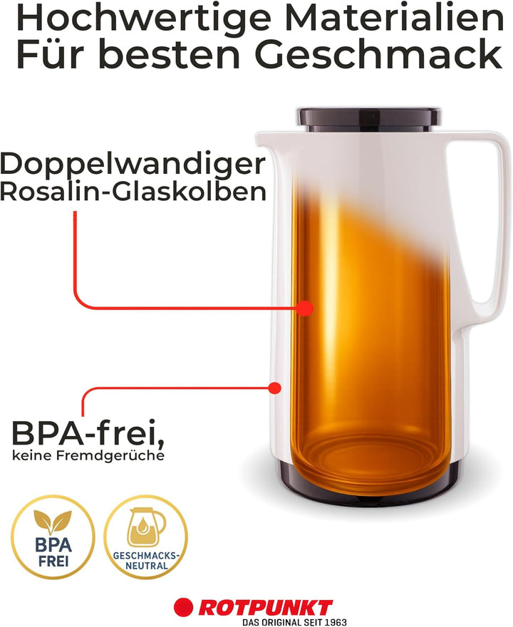 ROTPUNKT Isolierkanne 760 Maxima 1,0 l | Zweifunktions-Drehverschluss | BPA-frei - gesundes Trinken