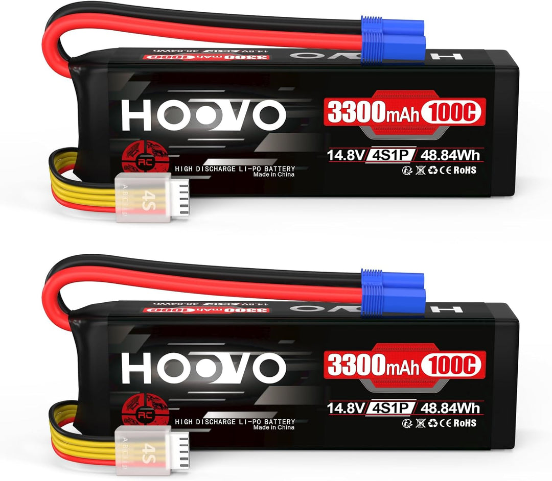 HOOVO 4S Lipo Akku 14,8V 3300mAh 100C RC Battery Softcase mit EC5 Stecker für RC Car Buggy Hubschrau