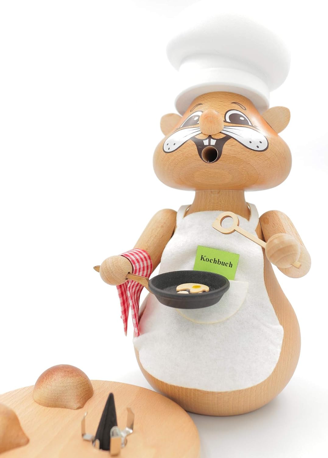 Kuhnert - Original Erzgebirgische Holzkunst Räuchermann Räucherfigur Hamster 31cm - Koch Cook