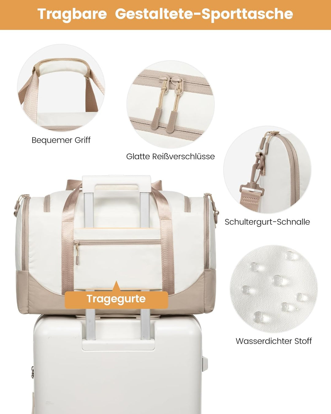 LOVEVOOK Sporttasche Damen 30L Reisetasche mit Schuhfach & Nassfach, Klein Gym Bag Schwimmtasche Sau