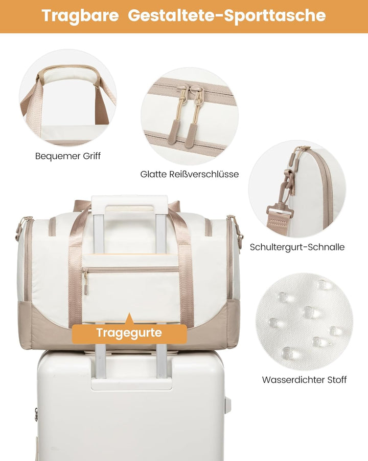 LOVEVOOK Sporttasche Damen 30L Reisetasche mit Schuhfach & Nassfach, Klein Gym Bag Schwimmtasche Sau