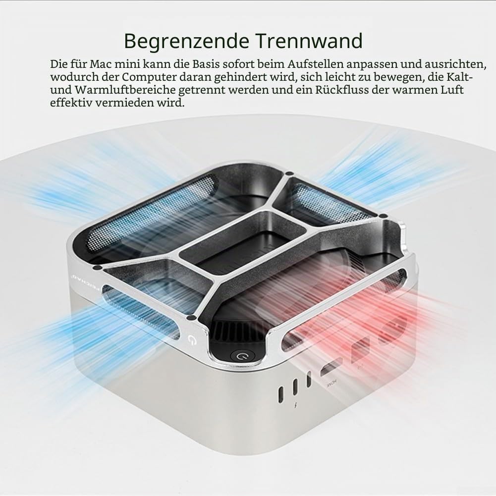 ReachMall Dock für Mac mini M4, Aluminium-Ständer mit Kühlung und Schutz, Staubfilter, sichere Passf