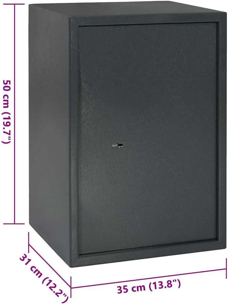 vidaXL Safe Box mit Schloss Dunkelgrau 35 x 31 x 50 cm Stahl, Heimarbeitsplatz Safe, robuster Sicher