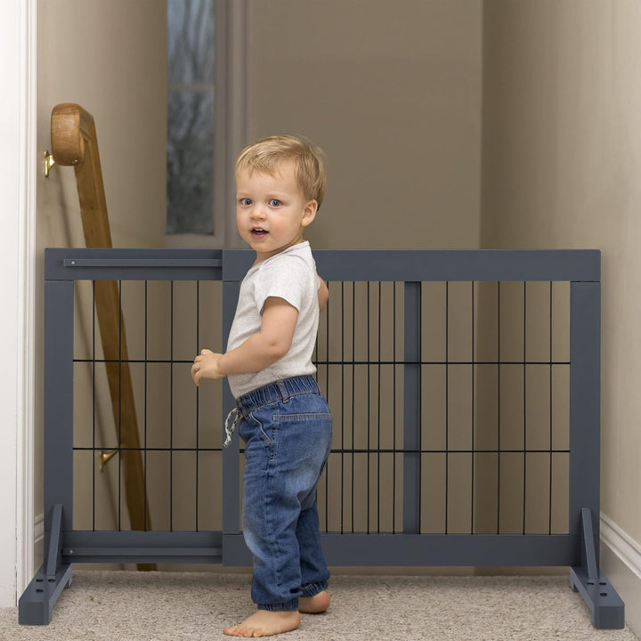 Relaxdays Absperrgitter, ausziehbares Schutzgitter, Treppe & Tür, HxB: 56 x 70-108 cm, freistehend,