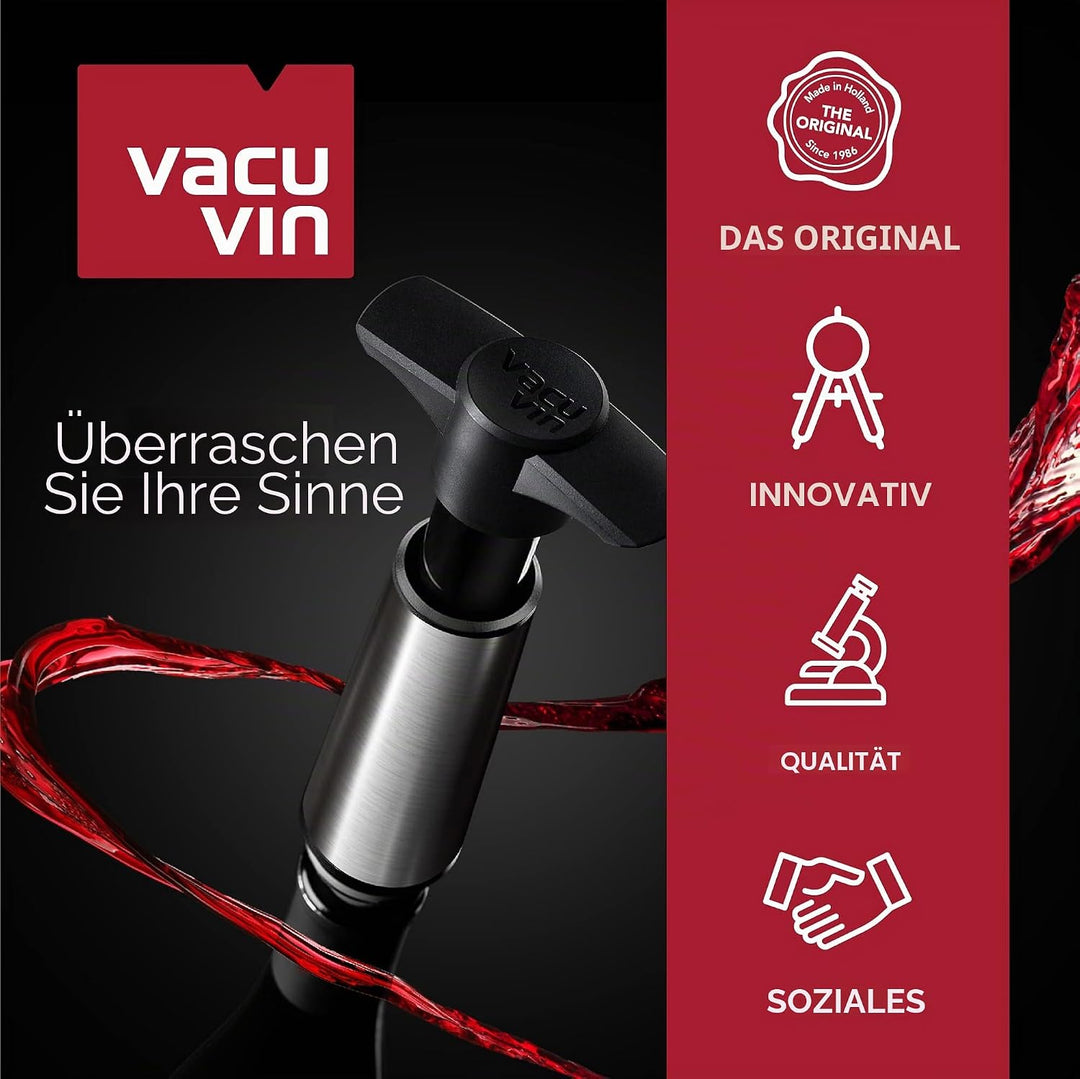 Vacu Vin Weinpumpe Concerto mit 2 Stopfen, Kunststoff, schwarz, einheitlich 9875606 2 Stopper Schwar