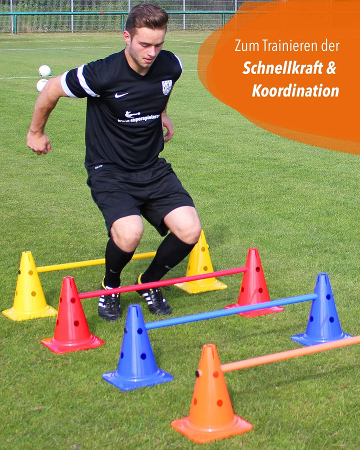 Kombi Kegel-Hürde 30 – 4er Set – Parcours-Hindernis für Agility-Training – Sprung- &amp; Slalom für Hund