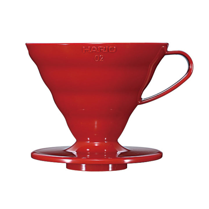 HARIO VDR-02R V60 Transparenter Kaffee-Tropfer, 02, rot, Kaffee-Tropfen für 1-4 Tassen, Rot/Ausflug,