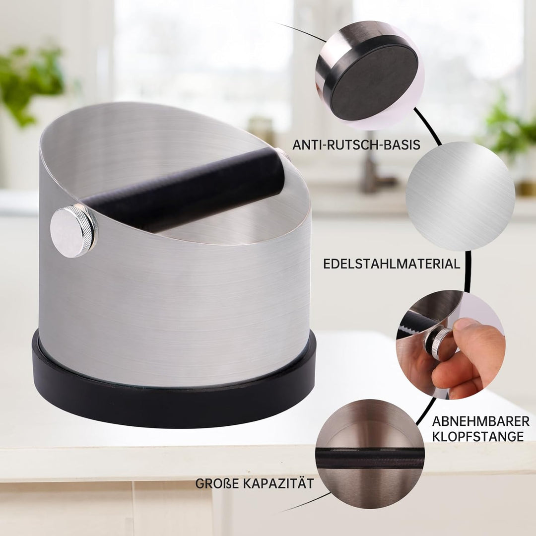 Abklopfbehälter für Siebträger, Edelstahl Kaffeesatz Abschlagbehälter, Kaffee Knock,Kaffeesatz Absch