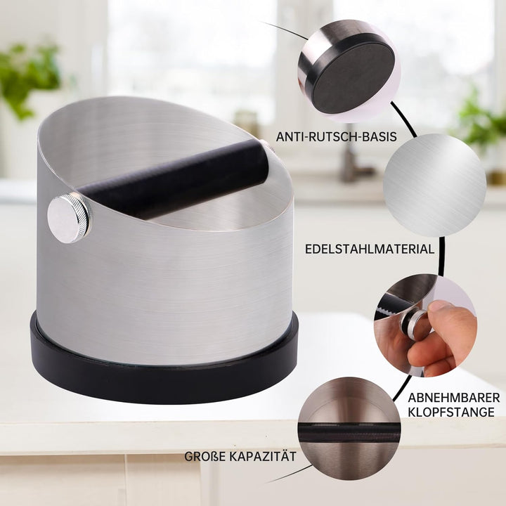 Abklopfbehälter für Siebträger, Edelstahl Kaffeesatz Abschlagbehälter, Kaffee Knock,Kaffeesatz Absch
