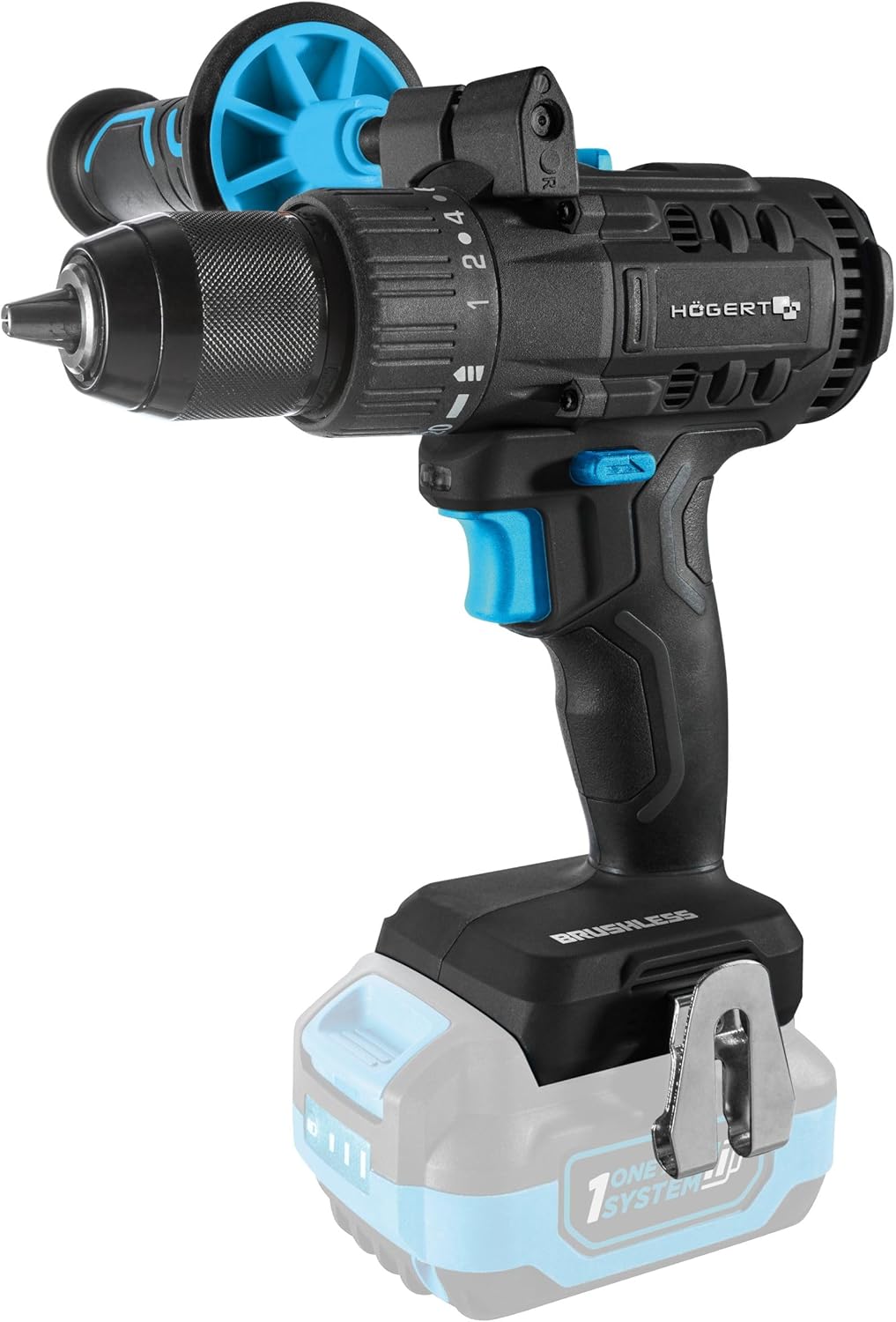 HÖGERT TECHNIK Bürstenloser Akku-Bohrschrauber 18V, 80 Nm Drehmoment, 13 mm Bohrfutter, 20+1 Drehmom