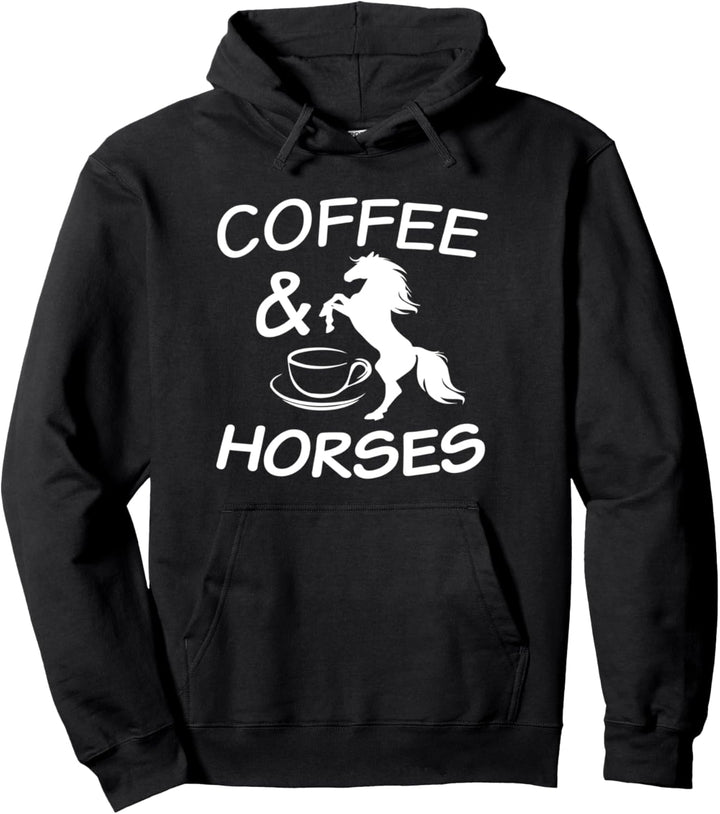 Damen Kaffee & Pferde Tee Cowgirl Western Pullover Hoodie
