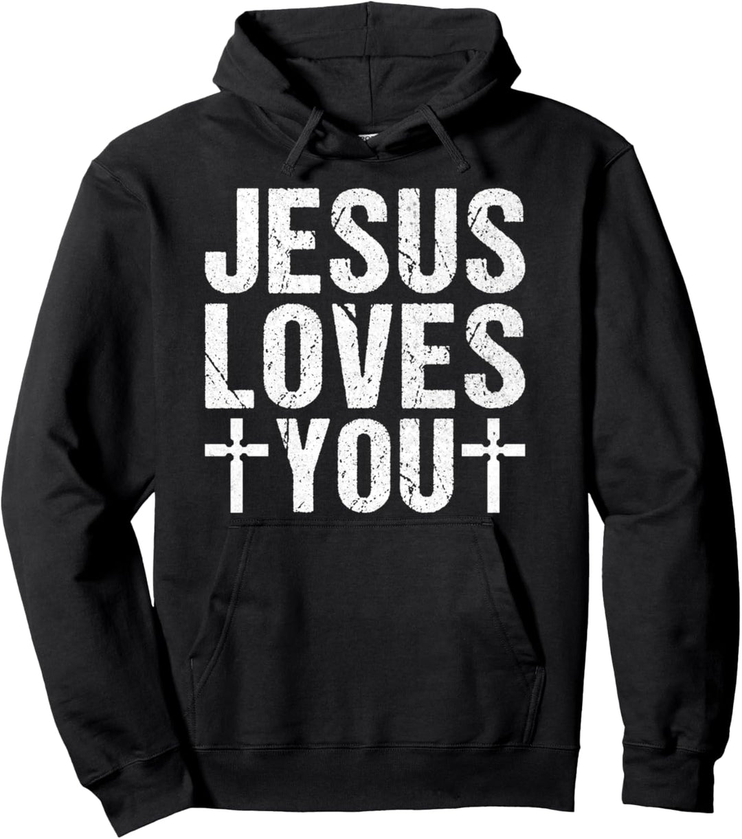 VIntage Christian Jesus Loves You Faith Retter Evangelisation Pullover Hoodie
