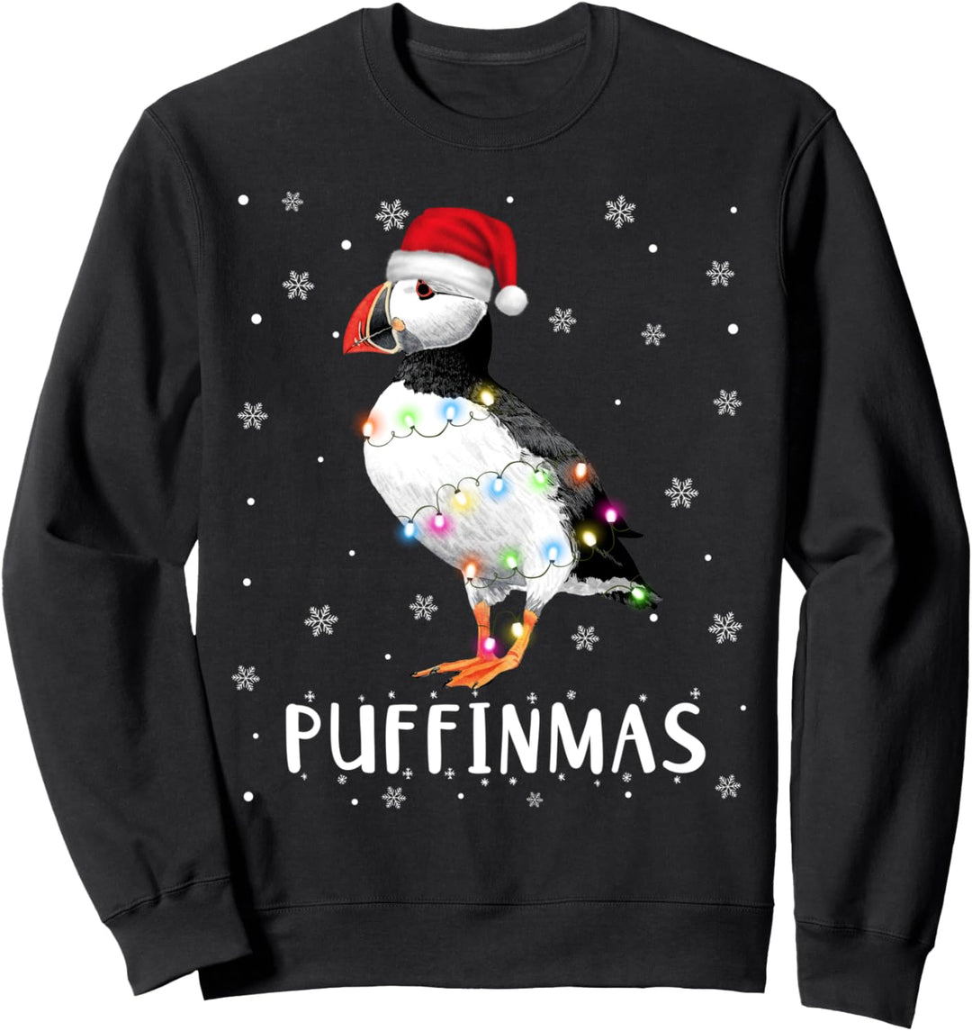 X-Mas Atlantic Puffinmas Muffin Christmas Lights Puffins Sweatshirt