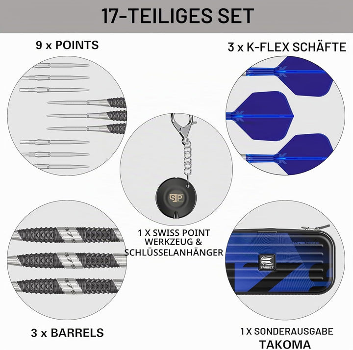 Target Darts 975 Ultra Marine 97.5% Wolfram Swiss Point Stahlspitze Dart Satz with K-Flex 24G Barrel