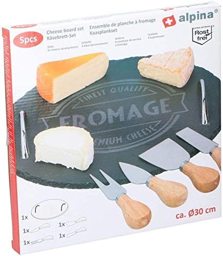 5tlg. Schneidbrett, Schiefer, Schieferbrett, Käsebrett, Käsemesser, Gabel,