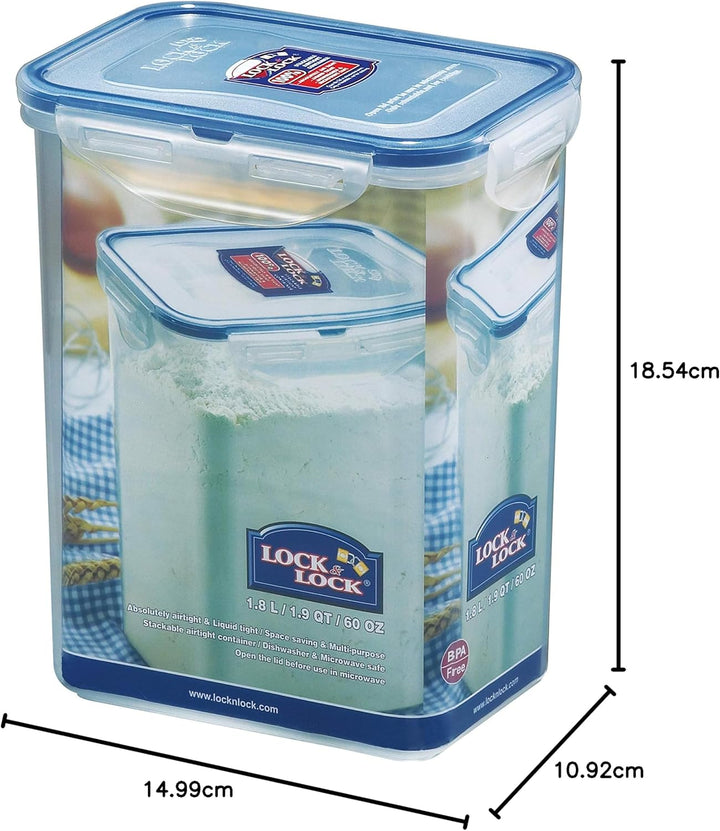 Lock & Lock Vorratsdose HPL813, rechteckig 1800 ml 5.9 x 4.3 x 7.3" Pack of 4, 5.9 x 4.3 x 7.3" Pack