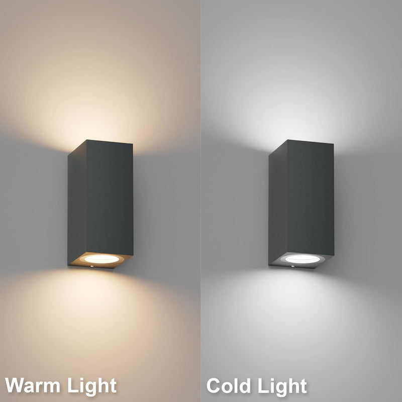 Klighten 2 Stück Anthrazit Wandleuchte Aussen Innen, Wasserdicht IP65 Modern Wandlampe Aussen, Alumi