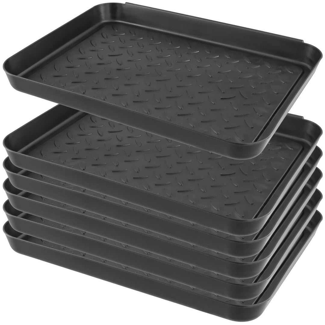 6 Stück Kunststoffe Schuhabtropfschalen, 35 x 27.5 x 3 cm Schwarz Schuhablage, Multifunktional Schuh