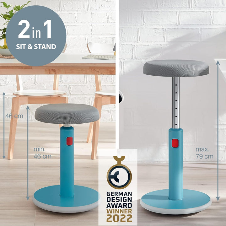 Leitz Active Sitz-Steh-Hocker, Ergonomischer höhenverstellbarer Wipphocker für 46 cm bis 79 cm Höhe,