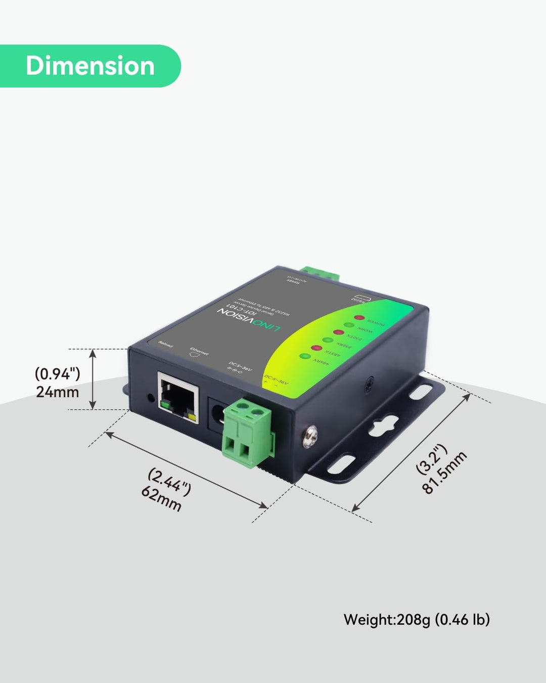 LINOVISION Dual-Port-Serielle Server, RS485 und RS232 zu Ethernet-Konverter, Modbus RTU/TCP-Konverti