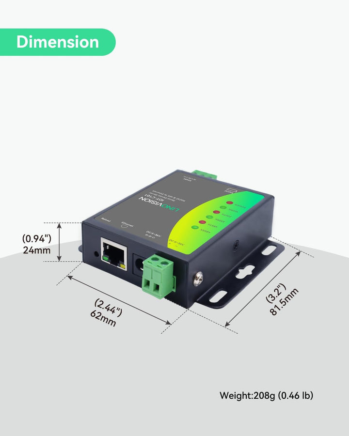 LINOVISION Dual-Port-Serielle Server, RS485 und RS232 zu Ethernet-Konverter, Modbus RTU/TCP-Konverti