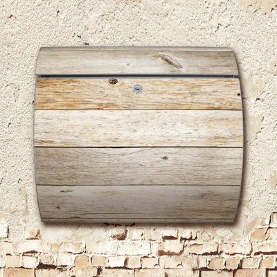 banjado® Burgwächter® Briefkasten Edelstahl mit Motiv Graues Holz/Briefkasten ohne Zeitungsfach/Edel