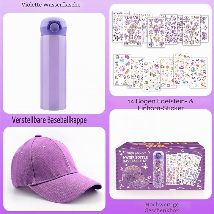 Weihnachten Geschenke für Mädchen DIY Trinkflasche und Baseballkappe, Selbst Gestalten mit Edelstein
