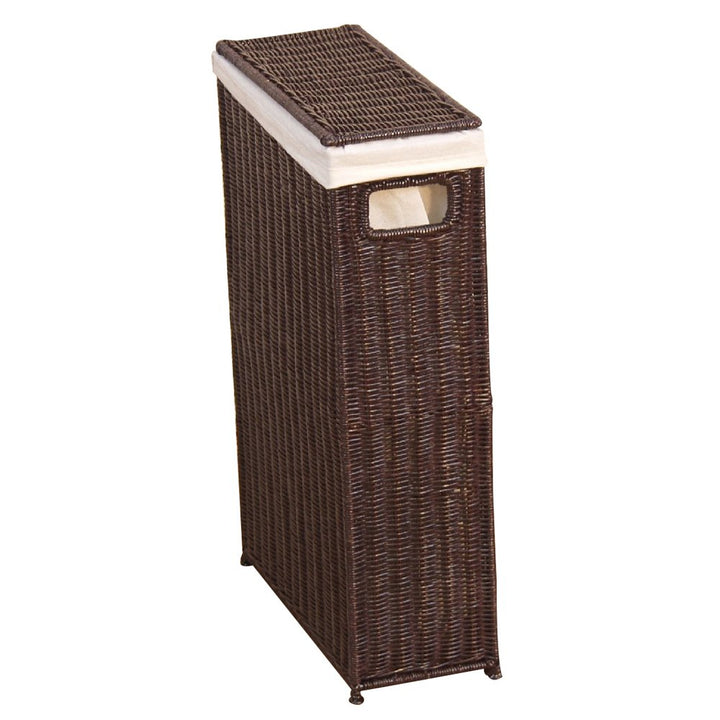 iovivo Raumspar Wäschekorb aus Rattan handgeflochten dunkelbraun gebeizt