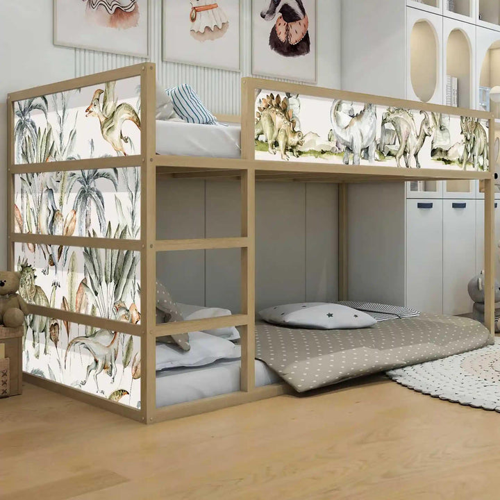 WANDKIND Aufkleber für IKEA KURA Kinderbett Hochbett Klebefolie Möbelfolie Sticker Kinderzimmer Dino