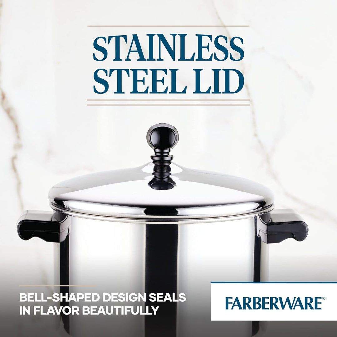 Farberware Klassischer Stieltopf mit Deckel, Edelstahl, 4 l – silberfarben 4 Quart Regulärer Deckel,