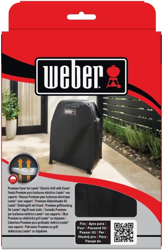 Weber Premium Grill Abdeckhaube für Lumin mit Stand, atmungsaktiv UV- &amp; wasserbeständig, Schutz for