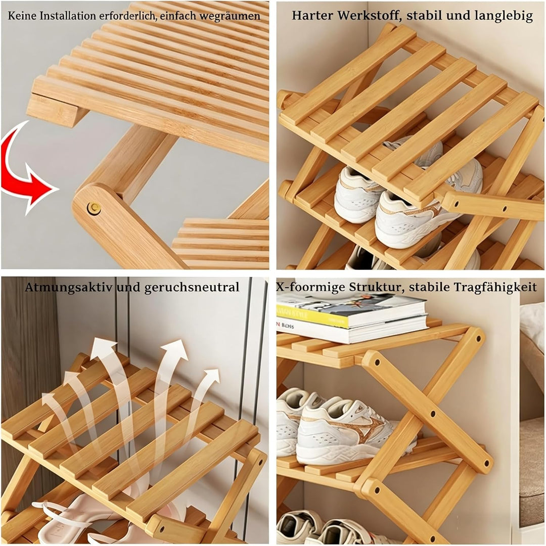 Schuhregal Platzsparend, Faltbares Schuhregal, 4 Ebenen, tragbar, ohne Installation, Schuhorganizer