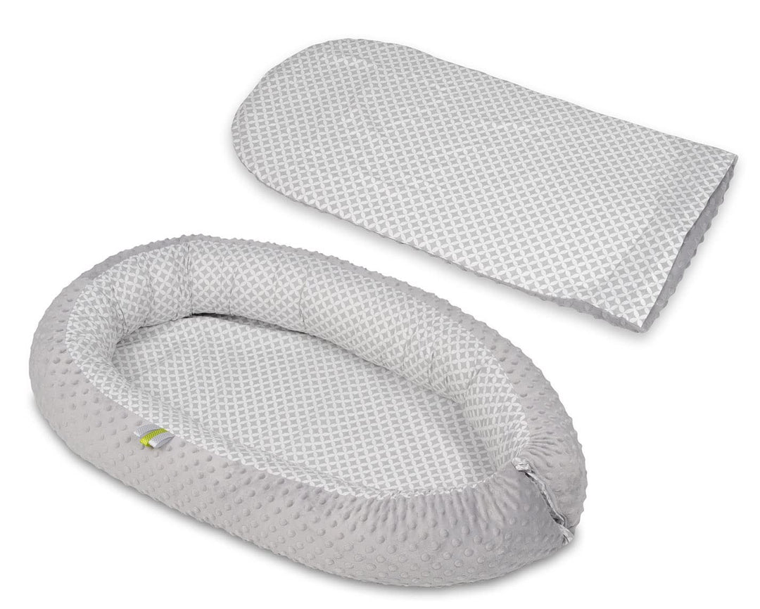 Velinda Kuschelnest Babynest Babynestchen Nestchen Reisebett Wickelauflage Kuschelbett (Muster: grau