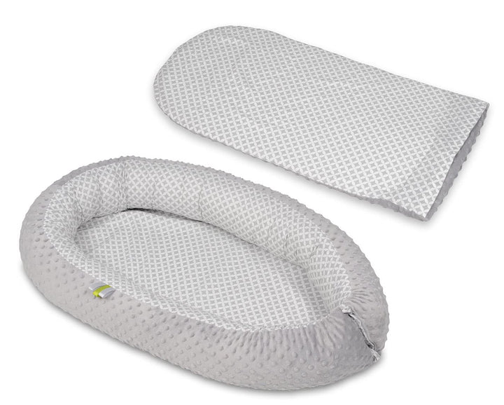Velinda Kuschelnest Babynest Babynestchen Nestchen Reisebett Wickelauflage Kuschelbett (Muster: grau