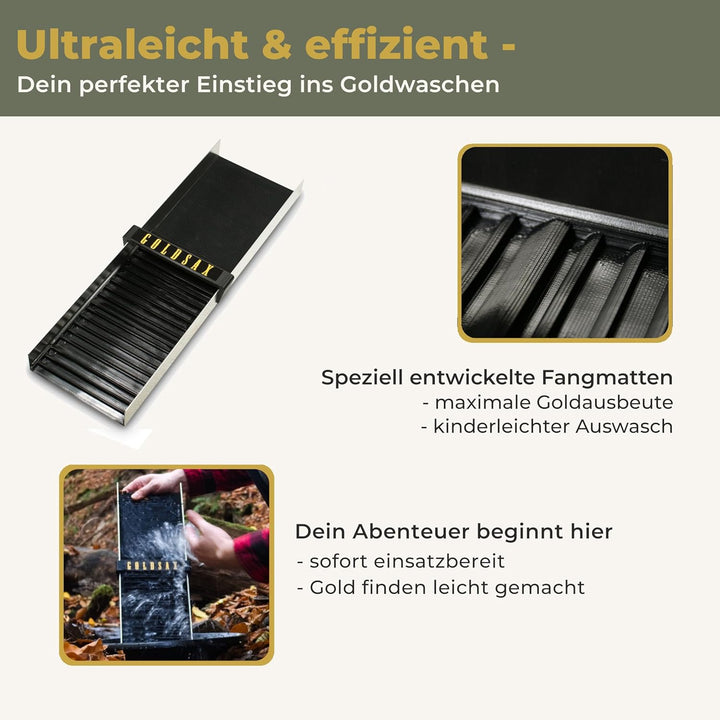 GoldSax Goldwaschen Set, Sluice Box, Goldwaschpfanne, Prospektionsausrüstung, 9-teilig 9-teilig Rinn