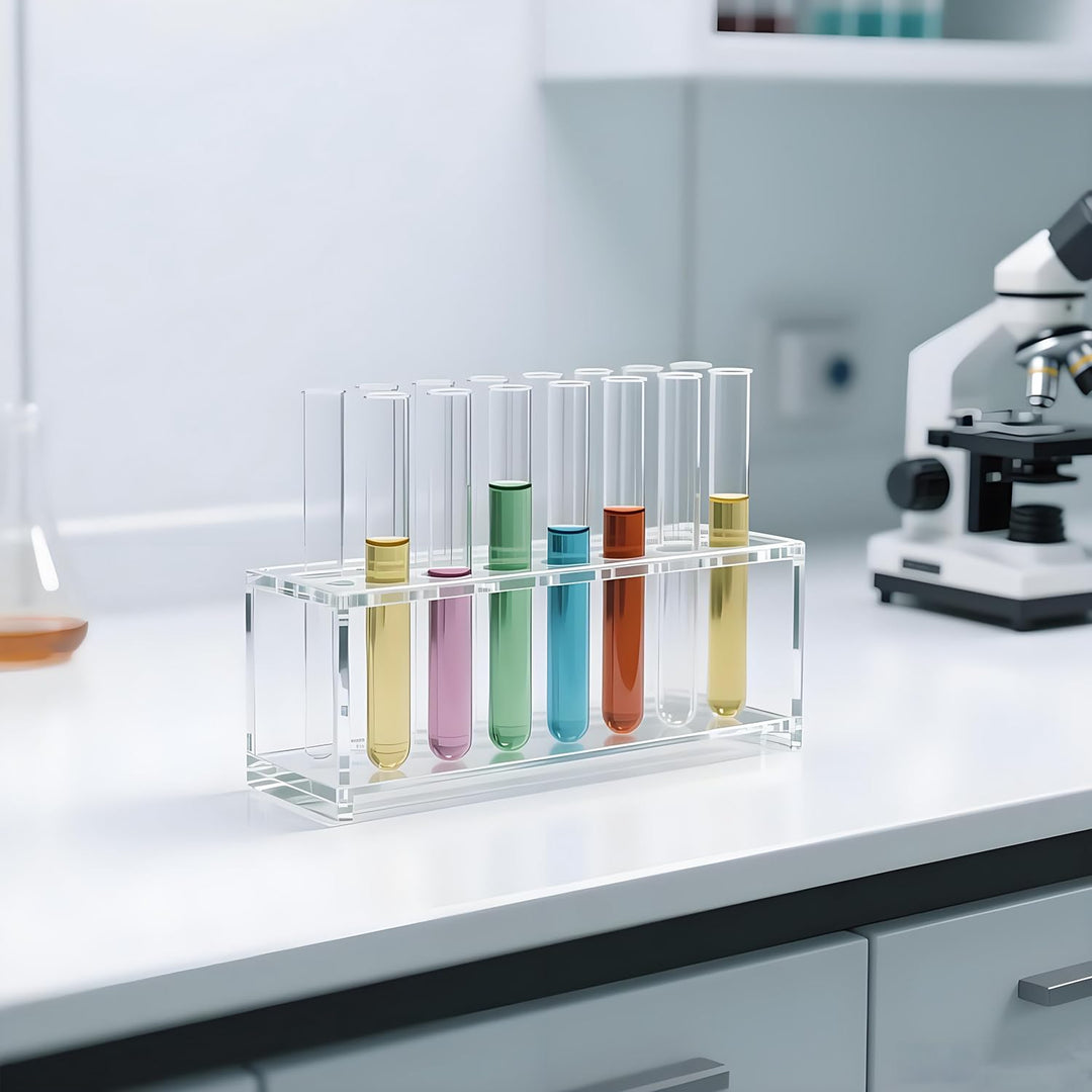 Preamer Reagenzglas-Gestell für 10 ml Reagenzgläser, Acryl, transparent, 12 Stück 10 Ml (12 Steckdos
